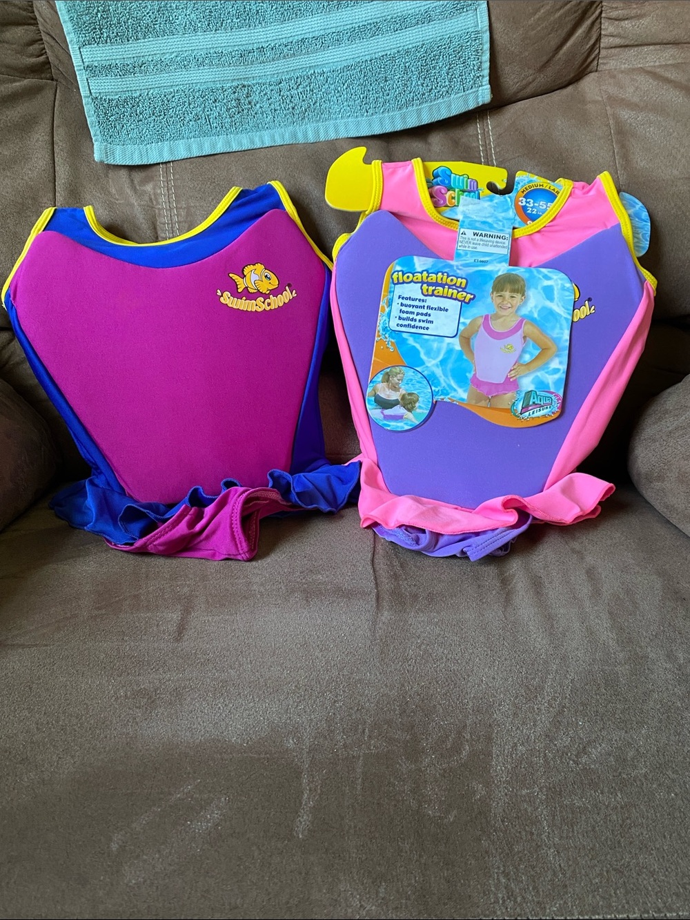 Kids Floatation Trainer Vest - Pink & Purple set of 2